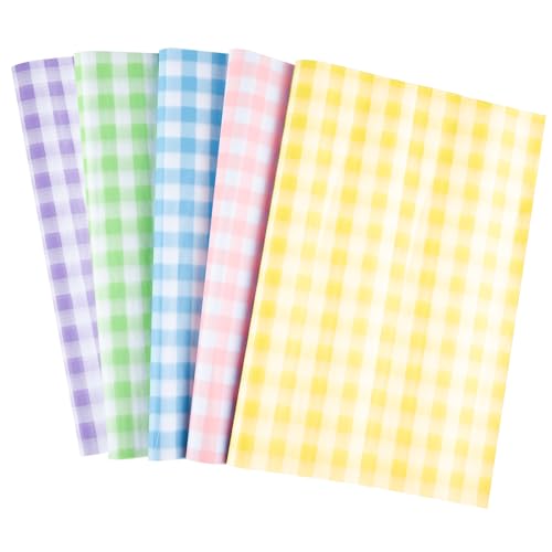 NEBURORA 60 Blatt Buffalo Plaid Seidenpapier,Ostern Seidenpapier, Buntes Dekorpapier für Bastelprojekte, Frühlings- und Osterparty-Deko von NEBURORA
