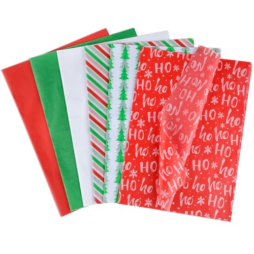 NEBURORA 60 Blatt Weihnachts seidenpapier 50 x 35cm, Weihnachts-Seidenpapier für frohe Weihnachten, Feiertags Party Dekorationen, Geschenktüten, DIY-Basteln von NEBURORA