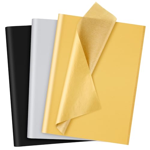 NEBURORA 60 Blatt mehrfarbiges Seidenpapier,Schwarz,Gold,Silber,3 Farben Geschenkpapier dekoratives Kunstdruckpapier für DIY-Abschlussfeiern, Geburtstagspartys, Geschenkverpackungs dekoration NEBURORA 60 Blatt mehrfarbiges Seidenpapier,Schwarz,Gold,Silber,3 Farben Geschenkpapier dekoratives Kunstdruckpapier für DIY-Abschlussfeiern, Geburtstagspartys, Geschenkverpackungs dekoration von NEBURORA