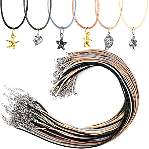 NEBURORA 60 Stück Halskettenschnur 2 mm gewachste Halskettenschnur mit Verschluss 20 Zoll 6 Farben gewachste Baumwollschnur Halskette für DIY-Armband,Halskette, Schmuckherstellung NEBURORA 60 Stück Halskettenschnur 2 mm gewachste Halskettenschnur mit Verschluss 20 Zoll 6 Farben gewachste Baumwollschnur Halskette für DIY-Armband,Halskette, Schmuckherstellung von NEBURORA