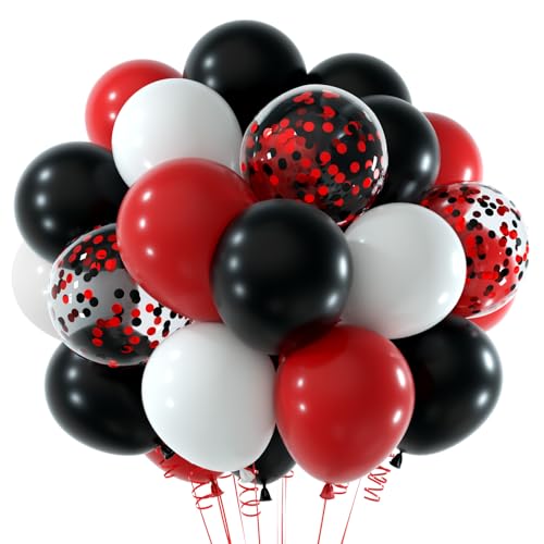 NEBURORA 60 Stück rot-schwarz-weiße Konfetti-Luftballons mit Bändern 12 zoll Ballon-Girlanden-Bogen-Set für Geburtstag, Hochzeit, Abschlussfeier, Party-Dekoration NEBURORA 60 Stück rot-schwarz-weiße Konfetti-Luftballons mit Bändern 12 zoll Ballon-Girlanden-Bogen-Set für Geburtstag, Hochzeit, Abschlussfeier, Party-Dekoration von NEBURORA