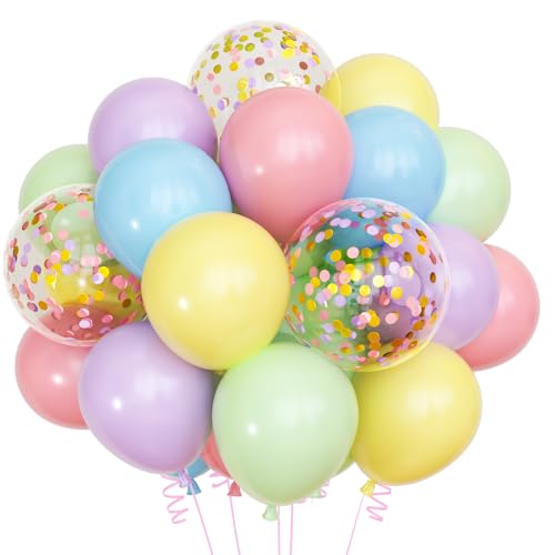 NEBURORA 60-teiliges Osterballon-Partybogen-Set,12 Zoll große Pastellballons, Macaron-Rosa, Blau, Lila, Grün, Gelb, bunte Konfetti-Luftballons mit Bändern für Ostern, Geburtstag, Babyparty-Dekoration NEBURORA 60-teiliges Osterballon-Partybogen-Set,12 Zoll große Pastellballons, Macaron-Rosa, Blau, Lila, Grün, Gelb, bunte Konfetti-Luftballons mit Bändern für Ostern, Geburtstag, Babyparty-Dekoration von NEBURORA