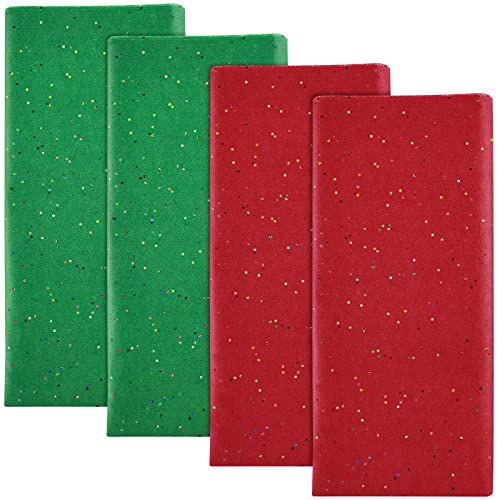 NEBURORA Glitzer-Seidenpapier für Verpackung, 50 x 66 cm, grün-rot, Seidenpapier für Weihnachtsgeschenkverpackungen, Blumenstrauß, Verpackung, Bastelpapier für Weihnachtsfeier, 20 Blatt von NEBURORA