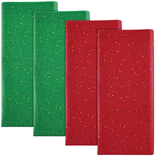 NEBURORA Glitzer-Seidenpapier zum Verpacken, 50 x 66 cm, grün-rot, Seidenpapier für Weihnachtsgeschenke, Blumenstrauß, Verpackung, Bastelpapier für Weihnachten, Partyzubehör, 20 Blatt von NEBURORA