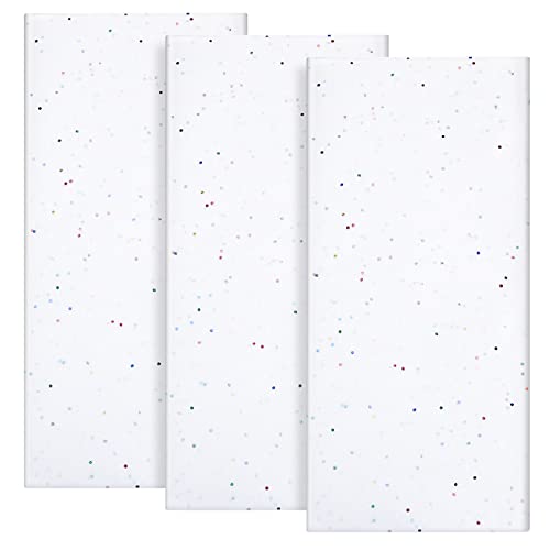 NEBURORA Glitzer-Seidenpapier zum Verpacken von 50 x 66 cm, weißes Seidenpapierbögen zum Verpacken von Blumenstrauß, Weihnachten, Geburtstag, Geschenkverpackung, Bastelbedarf, 10 Blatt von NEBURORA