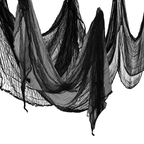 NEBURORA Großes Gruseltuch für Halloween 2.15x16m schwarzes Gruseltuch für Halloween, schwarzes Horror-Mulltuch für Halloween-Partys, Dekoration für Garten, Terrasse, Fenster, Treppe, Heimdekoration NEBURORA Großes Gruseltuch für Halloween 2.15x16m schwarzes Gruseltuch für Halloween, schwarzes Horror-Mulltuch für Halloween-Partys, Dekoration für Garten, Terrasse, Fenster, Treppe, Heimdekoration von NEBURORA