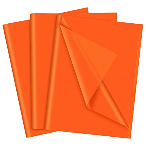 NEBURORA Orange Seidenpapier für Geschenktüten 60 Blatt Orange Geschenkpapier Bulk 35 x 50 cm Leuchtorange Verpackungspapier für Geschenkpapier Füller DIY Geburtstag Hochzeit Halloween Party(Orange) von NEBURORA