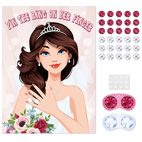NEBURORA Pin The Ring On The Bride,Hen Party Bachelorette Party Brautparty Girls Night Game Bride to Be Pin Game Party Supplies von NEBURORA