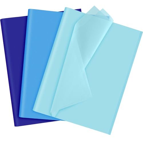 NEBURORA Sortiertes Blaues Geschenkpapier Set 60 Blatt Seidenpapier 3 Farben für selbstgemachte Geschenkverpackungen, Ostern, Babyparty, Geburtstag, Hochzeit, Weihnachten und blaue Party Dekoration von NEBURORA
