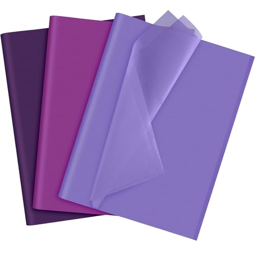 NEBURORA Sortiertes Lila Taschentuch Set 60 Blatt Geschenkpapier Violett Lila Kunsthandwerk 3 Farben für Halloween, DIY, Kunst und Handwerk, Hochzeit, Geburtstag, Urlaub, Geschenkverpackung von NEBURORA