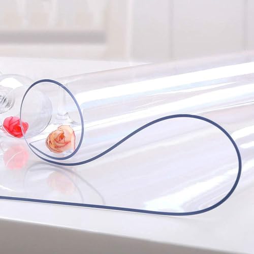 NECAUX Transparente Schreibtischabdeckung, 45,7 x 120,9 cm, 1,5 mm dicke Kunststoff-Pad, transparente Tischdecke für Couchtisch, Medienständer von NECAUX