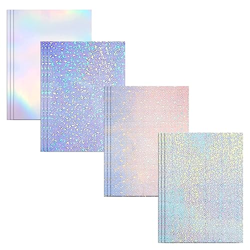 12 Blatt Selbstklebende Aufkleber, wasserfeste Etiketten, Allzwecketiketten für Heimwerker holografisches Aufkleberpapier, A4-Vinylaufkleberpapier, selbstklebendes holografisches Overlay von NECXON