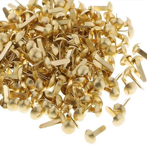 150 Stück Splintnadeln, Metallsplintnadeln zum Basteln, 8 x 16 mm, Papierverschlüsse, Splintnadeln, rund, Scrapbooking, Brads, Splintnadeln für Papierbasteln, DIY, Stempeln, Scrapbooking (Gold) von NECXON