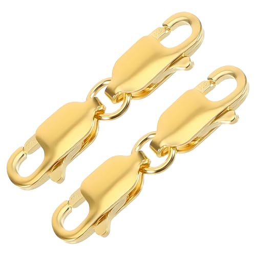 2 Stück Doppel-Karabinerverschlüsse, Karabinerverschlüsse Armbandverschluss Schmuckverschluss Doppelter Halskettenverschluss 14K vergoldet Sterlingsilber von NECXON