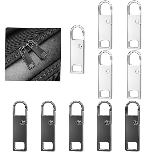 NECXON 10 Stück Reißverschlussanhänger aus Legierung, Reißverschluss für Reißverschlussanhänger, universell passend für Kleidungsstücke, Taschen, Koffer, leicht austauschbar, 5 Silber & 5 Schwarz NECXON 10 Stück Reißverschlussanhänger aus Legierung, Reißverschluss für Reißverschlussanhänger, universell passend für Kleidungsstücke, Taschen, Koffer, leicht austauschbar, 5 Silber & 5 Schwarz von NECXON