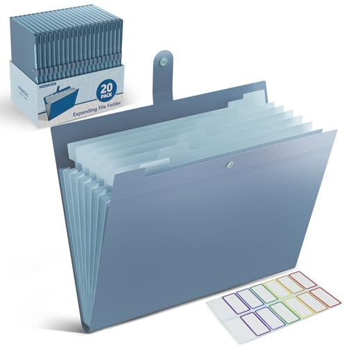 Akkordeon-Aktenordner, Fächermappe mit 8 Fächern, tragbar, für Büro, Zuhause, Geschäftsbedarf, Blau, 20 Stück von NEEMORE