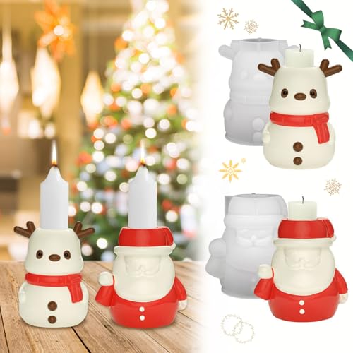 NEERIX 2 Stück Weihnachten Silikonformen Kerzenhalter,Beton Gießformen mit 3D Elch und Weihnachtsmann Design für Stabkerzen und Teelichter,DIY Epoxidharz Kerzenleuchter für Zuhause und Party NEERIX 2 Stück Weihnachten Silikonformen Kerzenhalter,Beton Gießformen mit 3D Elch und Weihnachtsmann Design für Stabkerzen und Teelichter,DIY Epoxidharz Kerzenleuchter für Zuhause und Party von NEERIX