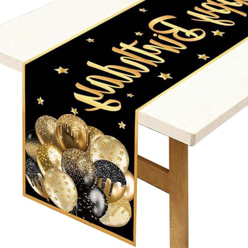 NEERIX Geburtstag Tischläufer,Elegant Schwarzes und Goldenes Design,Party & Festessen Dekoration,Stabile Stoff Tischtuch für Indoor & Outdoor, Zuhause,Küche NEERIX Geburtstag Tischläufer,Elegant Schwarzes und Goldenes Design,Party & Festessen Dekoration,Stabile Stoff Tischtuch für Indoor & Outdoor, Zuhause,Küche von NEERIX