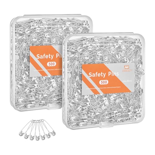 NEEWAY 1000 Stück 2,5 cm kleine Sicherheitsnadeln, silberne Sicherheitsnadeln für Kleidung – 2 Stück, 500 Nadeln pro Box NEEWAY 1000 Stück 2,5 cm kleine Sicherheitsnadeln, silberne Sicherheitsnadeln für Kleidung – 2 Stück, 500 Nadeln pro Box von NEEWAY