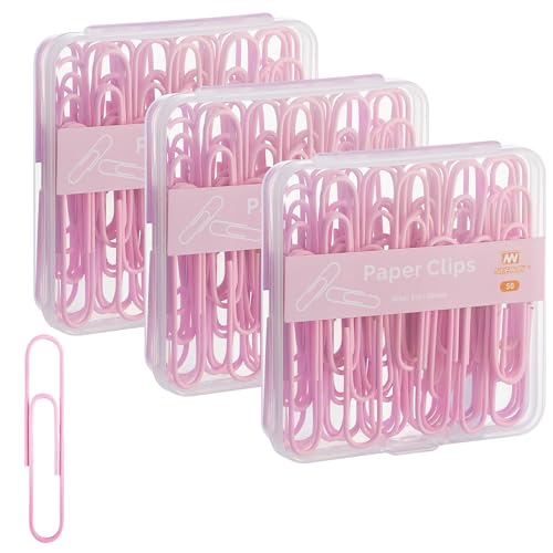 NEEWAY Bunte große Büroklammern, 5,1 cm, Jumbo-Büroklammern, 150 Stück, 3 Packungen mit 50 Stück (Hellrosa) von NEEWAY