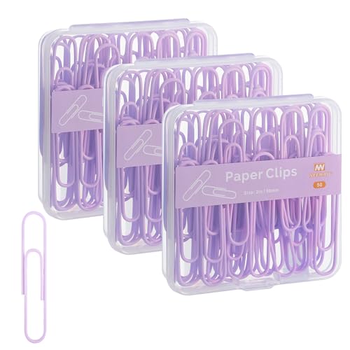 NEEWAY Bunte große Büroklammern, 5,1 cm, Jumbo-Büroklammern, 150 Stück, 3 Packungen mit 50 Stück (Hellviolett) von NEEWAY
