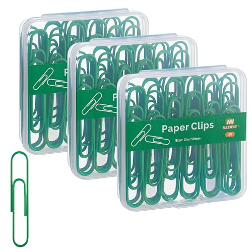 NEEWAY Bunte große Büroklammern, 5,1 cm, Jumbo-Büroklammern, 150 Stück, 3 Packungen mit 50 Stück (grün) von NEEWAY