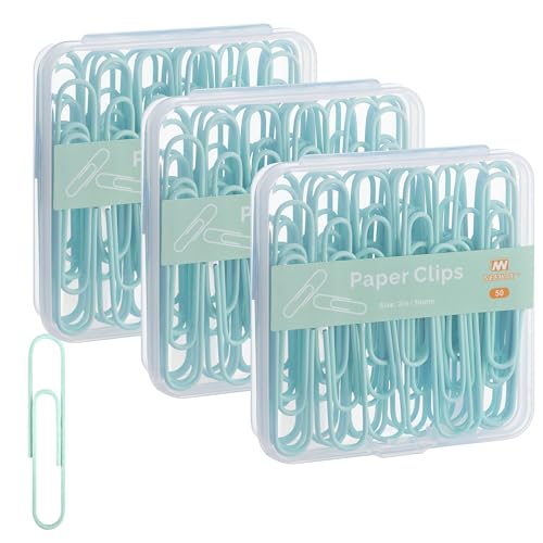 NEEWAY Bunte große Büroklammern, 5,1 cm, Jumbo-Büroklammern, 150 Stück, 3 Packungen mit 50 Stück (hellgrün) von NEEWAY