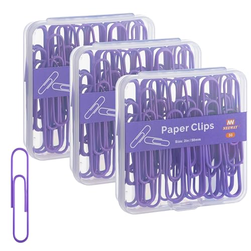 NEEWAY Bunte große Büroklammern, 5,1 cm, Jumbo-Büroklammern, 150 Stück, 3 Packungen mit 50 Stück (lila) von NEEWAY