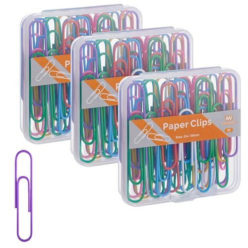 NEEWAY Bunte große Büroklammern, 5,1 cm, Jumbo-Büroklammern, 150 Stück, 3 Packungen mit 50 Stück (mehrfarbig) von NEEWAY