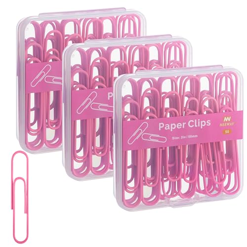 NEEWAY Bunte große Büroklammern, 5,1 cm, Jumbo-Büroklammern, 150 Stück, 3 Stück à 50 Stück (Rose Pink) von NEEWAY