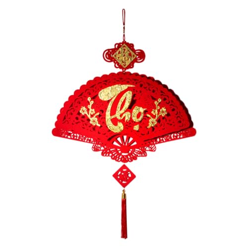 Chinesisches Neujahr Hängende Ornament 2024, Rot Faltbarer Fächerknoten Fu mit Quasten, Glücksbringer mit vietnamesischen Charakteren, Mondneujahr Chinesisches Feng Shui Heimdekoration, Frühlingsfest von NEFLUM