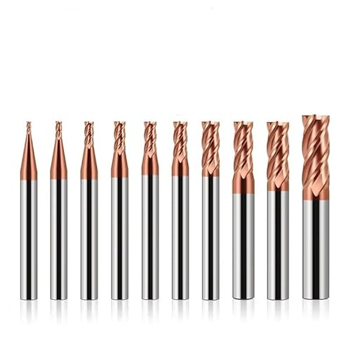 HRC55 1,0 Mm-8,0 Mm 10-teilig/Set 4-Flöten-Fräser Wolframstahlkarbid-Nanobeschichtung Für CNC-Flachfräserwerkzeuge,1,0–8,0 Mm – 10 Stück von NEFLUM