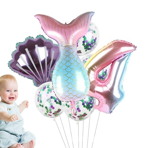 Meerjungfrau-Luftballons für Geburtstagsparty | Geburtstagsdekoration Meerjungfrau Ballons Kit | Under The Sea Kleine Meerjungfrau Partyzubehör, Mädchengeburtstagsparty-Dekorationen, 7 von NEFLUM
