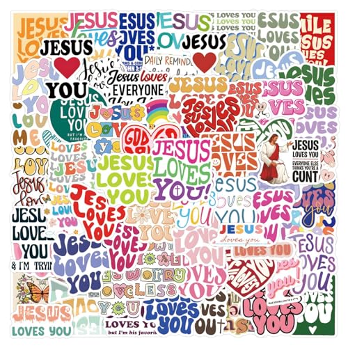 100 Stück Bibel Aufkleber Auto Laptop Telefon Gitarre Skateboard Motorrad Fahrrad Jesus Christian Stickers Set Vinyl Wasserdicht Aesthetic Aufkleber für Jugendliche Kinder Erwachsene von NEITWAY