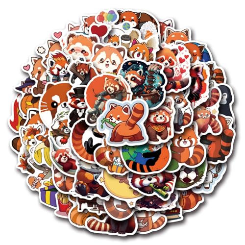 110 Stück Roter Panda Aufkleber, Rote Panda Sticker Set, Wasserdichte Vinyl Graffiti Decal für Laptop Skateboard Gepäck, Teens und Kinder 110 Stück Roter Panda Aufkleber, Rote Panda Sticker Set, Wasserdichte Vinyl Graffiti Decal für Laptop Skateboard Gepäck, Teens und Kinder von NEITWAY