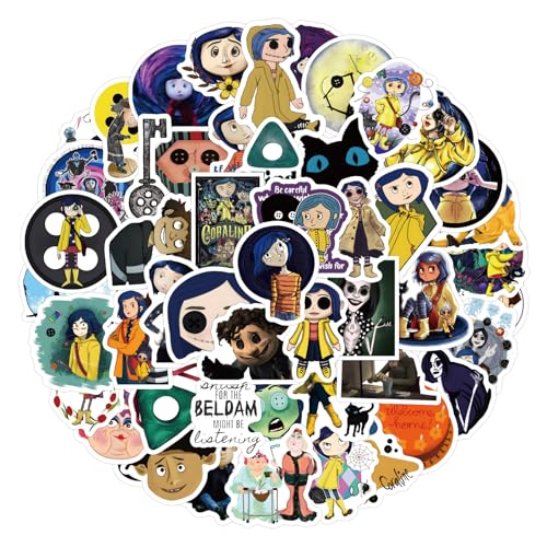 Coraline & the Secret Door Stickers, 50 Stück Thriller Fantasy Film Aufkleber, Wasserfeste Vinyl Graffiti Aufkleber für Laptop Gepäck Skateboard, Jugendliche und Erwachsene von NEITWAY