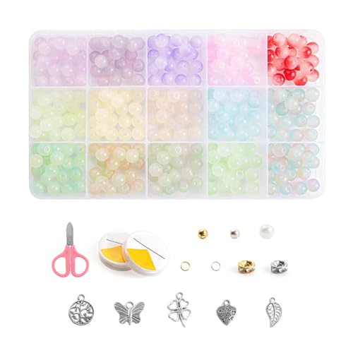 300-teiliges runde Glasperlen-Set – verschiedene farbige Perlen für Armbänder, Halsketten, Ohrringe, Schlüsselanhänger – Bastelbedarf mit Aufbewahrungsbox 300-teiliges runde Glasperlen-Set – verschiedene farbige Perlen für Armbänder, Halsketten, Ohrringe, Schlüsselanhänger – Bastelbedarf mit Aufbewahrungsbox von NEKAPLO