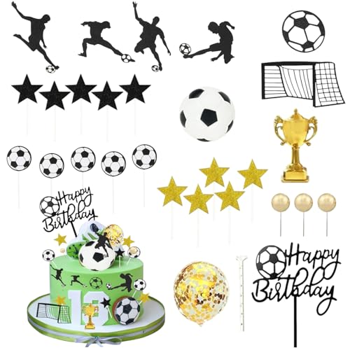 Fußball-Kuchenaufsätze, 28 Stück, Fußball-Kuchendekorationen für Jungen, Geburtstag, Sportmotiv-Cupcake-Picks für Fußball-Partys von NEKAPLO