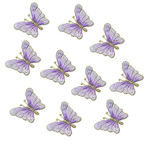 10 Stück Lila Schmetterling Lavendel Applikation Stickerei Aufnäher Set, Flicken zum Aufbügeln, Gestickte Flicken Aufnäher, Coole Patches für Männer, Frauen, Jungen, Mädchen, Kinder von NEKOMARUKE