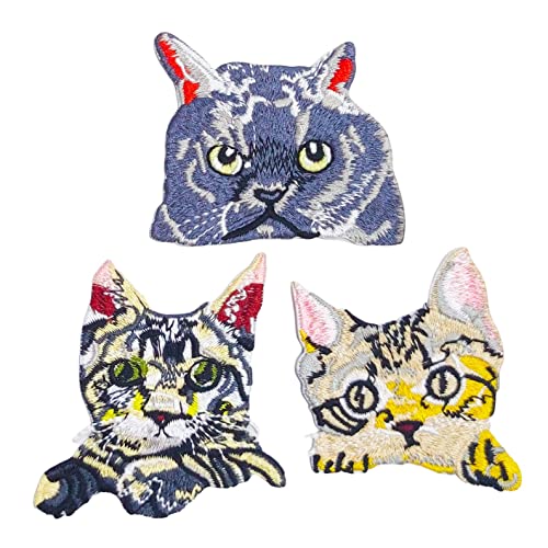 3 Stück süß Katze Applikation Stickerei Aufnäher Set, Flicken zum Aufbügeln, Gestickte Flicken Aufnäher, Coole Patches für Männer, Frauen, Jungen, Mädchen, Kinder 3 Stück süß Katze Applikation Stickerei Aufnäher Set, Flicken zum Aufbügeln, Gestickte Flicken Aufnäher, Coole Patches für Männer, Frauen, Jungen, Mädchen, Kinder von NEKOMARUKE