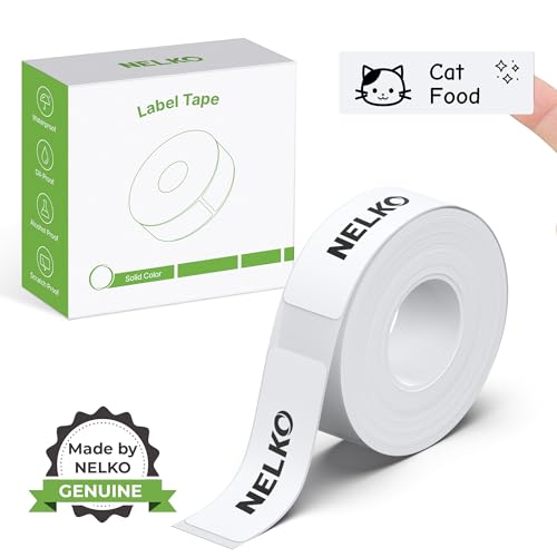 NELKO P21 Etikettenhersteller-Band, angepasstes Etikettendruckpapier, 14 x 40 mm, Standard-laminiertes Büro-Etikettierband-Ersatz, Thermo-Etikettenband für Zuhause, Büro, Schule, 180 Etiketten/Rolle von Nelko