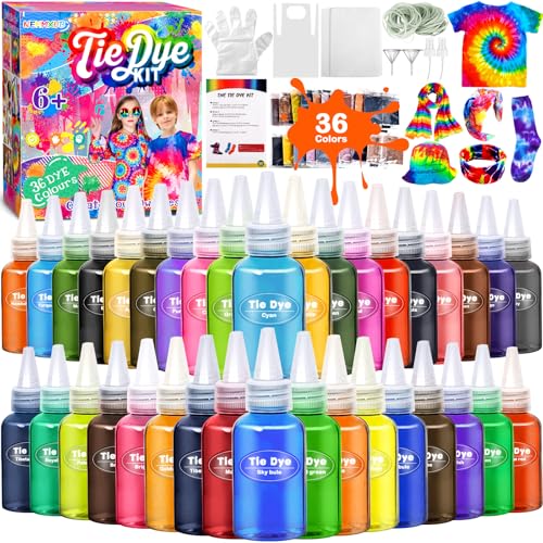 Batik-Kit, batikfarben set, 36 Farben zum Färben von Stoff und Kleidung, kreative Bastelspiele Tie Dye Kit, Spiele und Aktivitäten, Ideales Kunst- und Bastelset für Kinder und Erwachsene (216 Stück) Batik-Kit, batikfarben set, 36 Farben zum Färben von Stoff und Kleidung, kreative Bastelspiele Tie Dye Kit, Spiele und Aktivitäten, Ideales Kunst- und Bastelset für Kinder und Erwachsene (216 Stück) von NEMMXUB