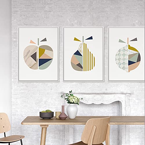 Canvas Malerei Abstrakte Geometrie Wandkunst Obst Poster Gelb grau Bilder Für Küche Boho Skandinavier Dekoration (Size : 20X30cm No Frame) von NENDERT