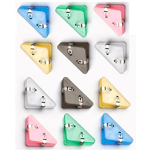 NENGGE PET Farbe Dreieck Buch Papier Ecke Clip Binder Clips 12 Teile/Satz für Schreibtisch Lagerung Regal Büro Desktop-Organizer Organisation Papier Eckenschutz Clips Dreieckige Büroklammern von NENGGE