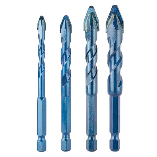 NEO TOOLS Universal Bohrer Set HEX 4-teilig (6, 8, 10, 12 mm) - Karbonstahl, Hartmetall Schneide, für präzises Bohren in Holz, Metall, Kunststoff und Mauerwerk ¼"-Sechskantschaft von NEO TOOLS
