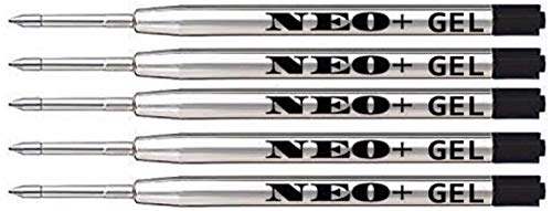 Hochwertige Ersatzfüllung für Kugelschreiber, feine Spitze 0.5 mm, 5 Stück. Sie ist auch mit Parker-Stift kompatibel (5 x SCHWARZ GEL) von NEO+