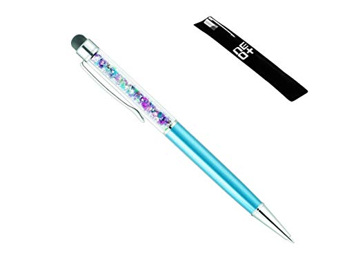 Hochwertiger kapazitiver 2-in-1-Touchscreen-Stift und Kugelschreiber mit Kristallen. Stift Beutel und Stift Nachfüllung enthalten (HELLBLAU Regenbogen) von NEO+