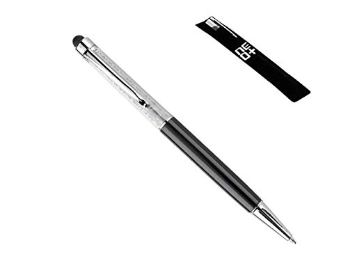 Hochwertiger kapazitiver 2-in-1-Touchscreen-Stift und Kugelschreiber mit Kristallen. Stift Beutel und Stift Nachfüllung enthalten (SCHWARZ) von NEO+