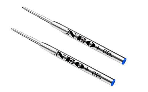 NEO+ Kugelschreiberminen kompatibel mit Montblanc Kugelschreibern. Ersatzminen in blauer Geltinte mit 0,5 mm Spitze, kompatibel mit Montblanc Biros, 2 x blaue Gel-Tinte Kugelschreiberminen von NEO+