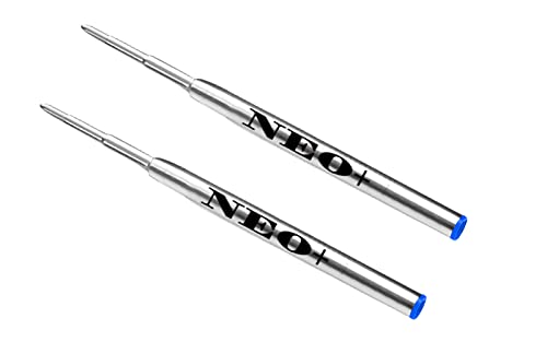 NEO+ Kugelschreiberminen kompatibel mit Montblanc Kugelschreibern. Ersatzminen in blauer Tinte mit 1 mm Spitze, kompatibel mit Montblanc Biros, 2 x Kugelschreiberminen mit blauer Tinte von NEO+